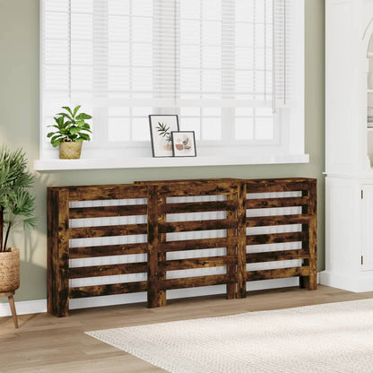 Radiator Cover Smoked Oak 205x21,5x83,5 cm Engineered Wood