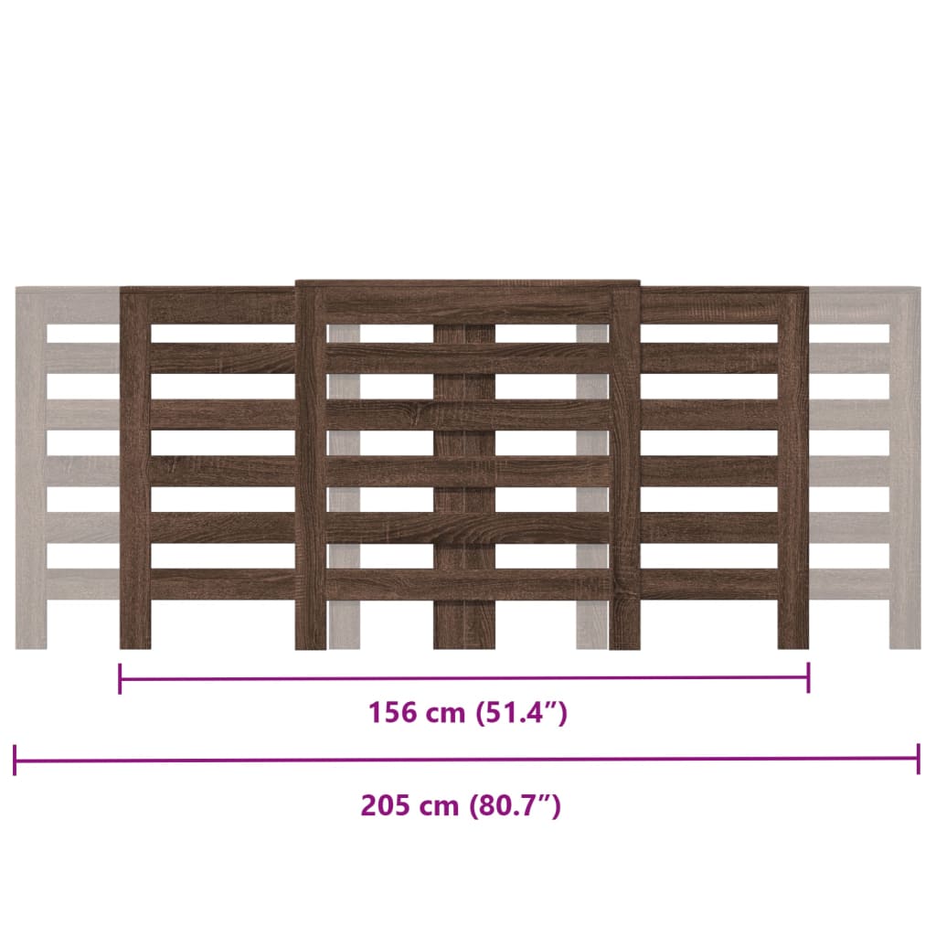 Radiator Cover Brown Oak 205x21,5x83,5 cm Engineered Wood