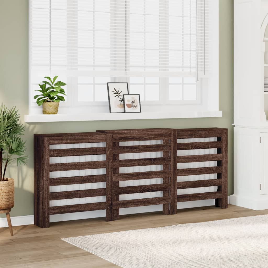 Radiator Cover Brown Oak 205x21,5x83,5 cm Engineered Wood