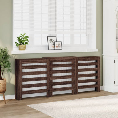 Radiator Cover Brown Oak 205x21,5x83,5 cm Engineered Wood