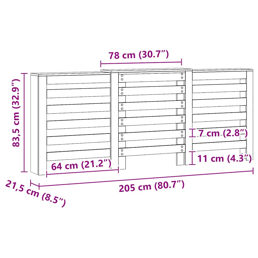 Radiator Cover Artisian Oak 205x21,5x83,5 cm Engineered Wood