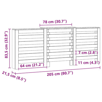 Radiator Cover Artisian Oak 205x21,5x83,5 cm Engineered Wood