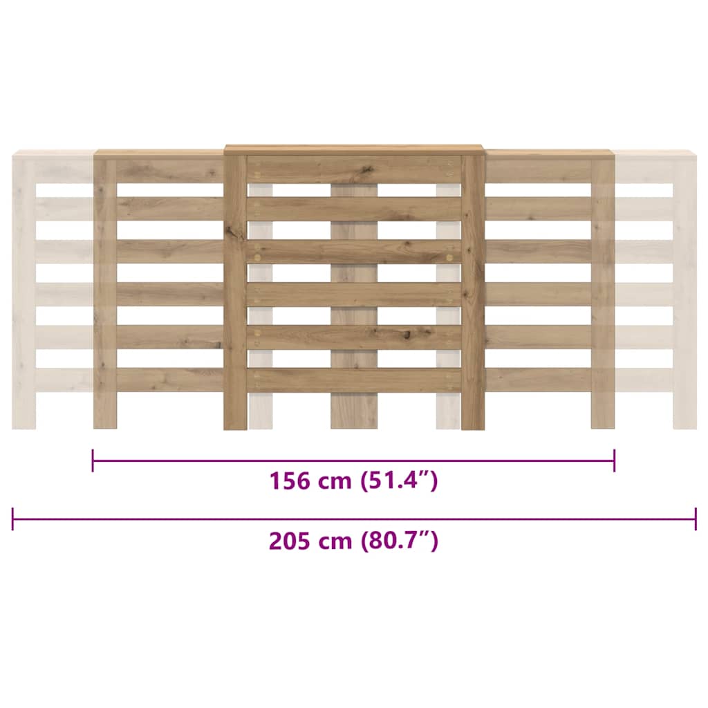 Radiator Cover Artisian Oak 205x21,5x83,5 cm Engineered Wood