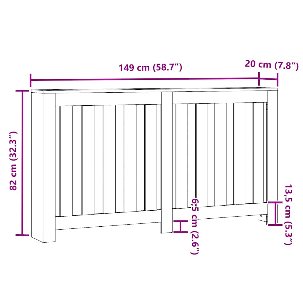 Radiator Cover Artisian Oak 149x20x82 cm Engineered Wood