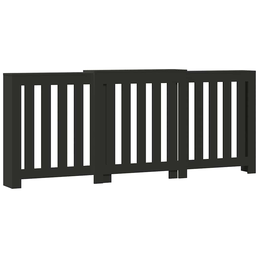 Radiator Cover Black 205x21,5x83,5 cm Engineered Wood