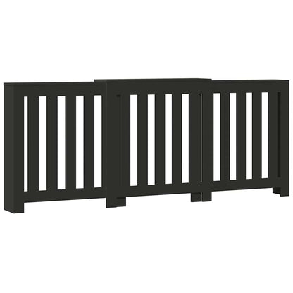 Radiator Cover Black 205x21,5x83,5 cm Engineered Wood