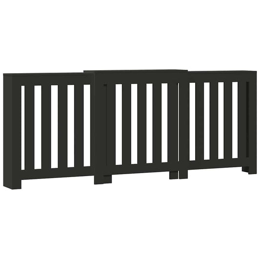 Radiator Cover Black 205 x 21.5 x 83.5 cm Engineered Wood
