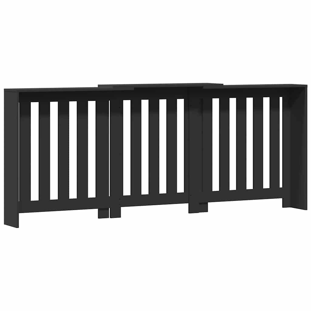 Radiator Cover Black 205x21,5x83,5 cm Engineered Wood