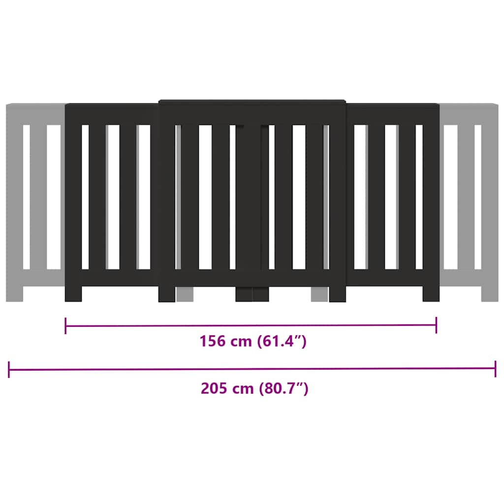 Radiator Cover Black 205x21,5x83,5 cm Engineered Wood