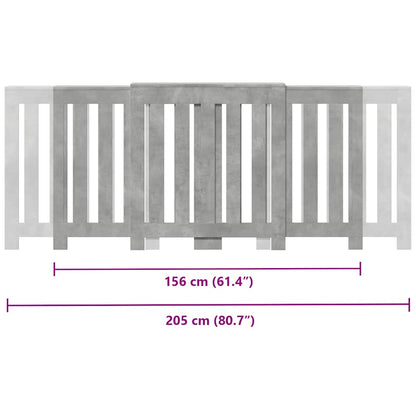 Radiator Cover Concrete Grey 205x21,5x83,5 cm Engineered Wood