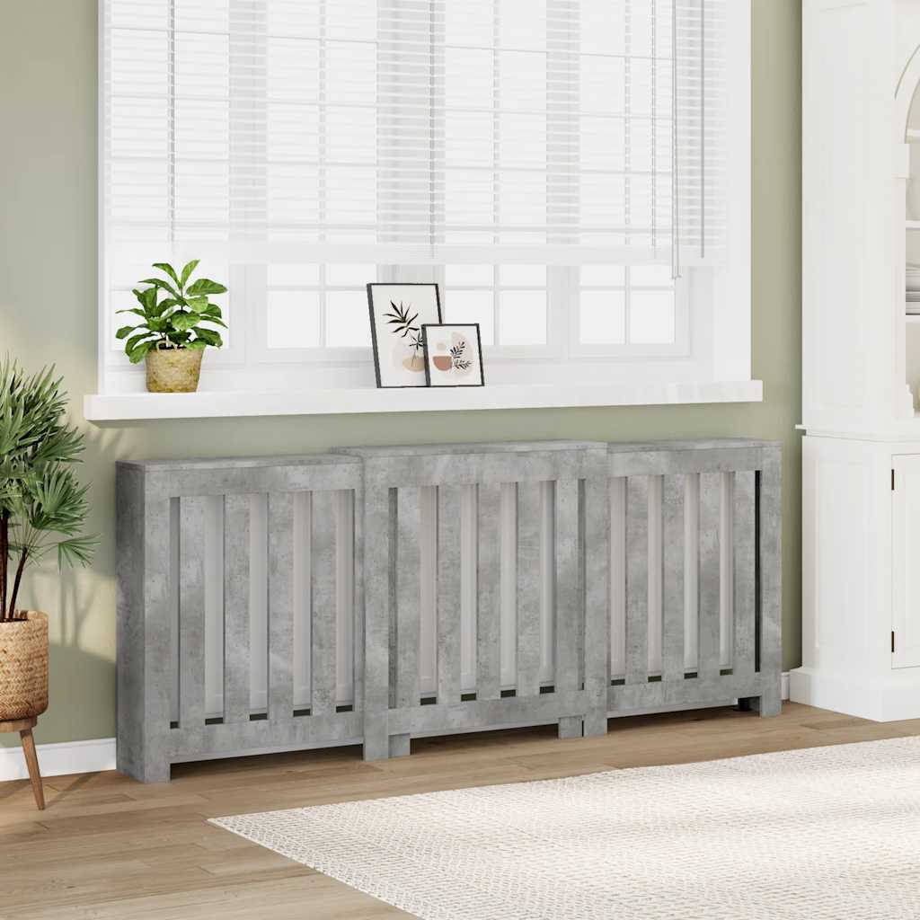 Radiator Cover Concrete Grey 205x21,5x83,5 cm Engineered Wood
