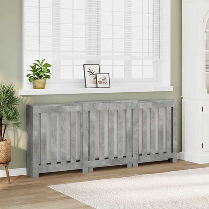Radiator Cover Concrete Grey 205x21,5x83,5 cm Engineered Wood