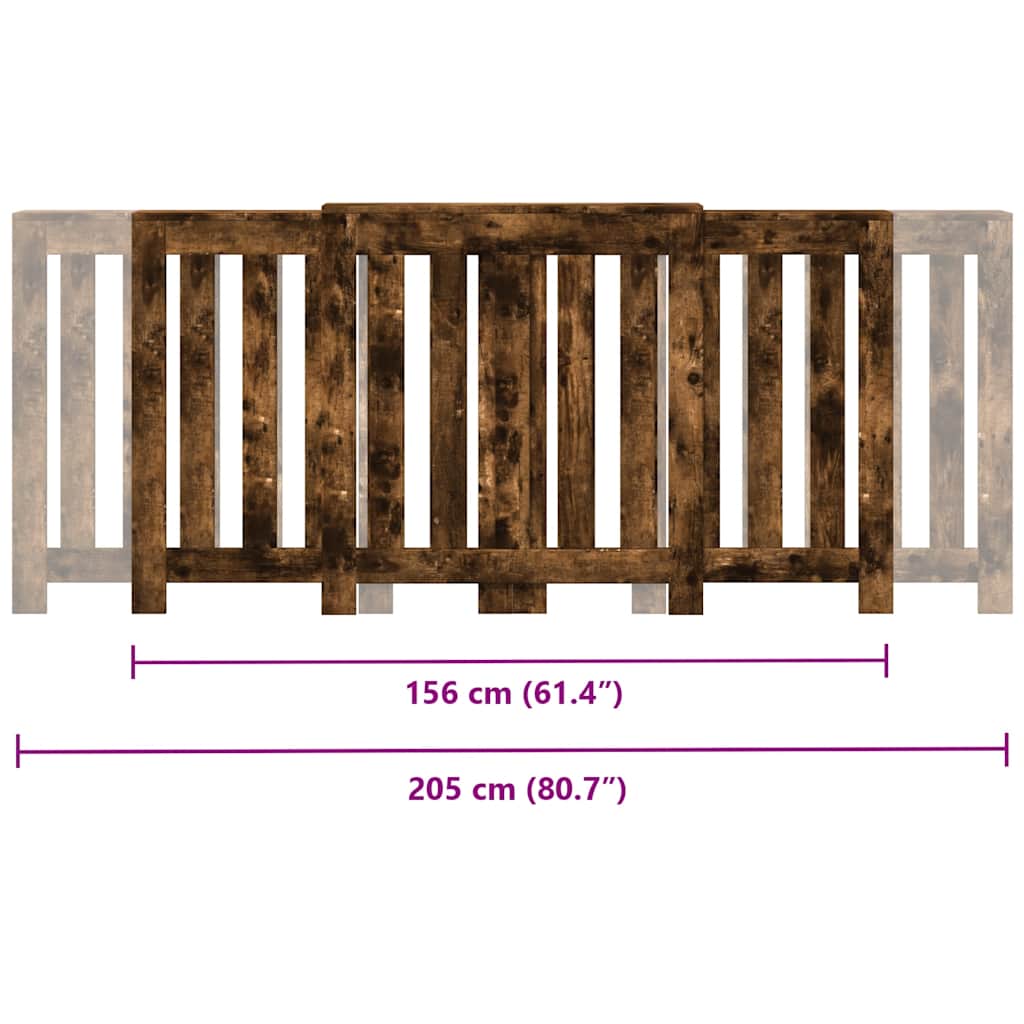 Radiator Cover Smoked Oak 205x21,5x83,5 cm Engineered Wood