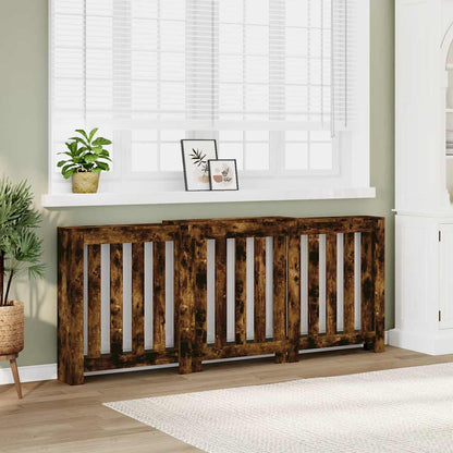 Radiator Cover Smoked Oak 205x21,5x83,5 cm Engineered Wood