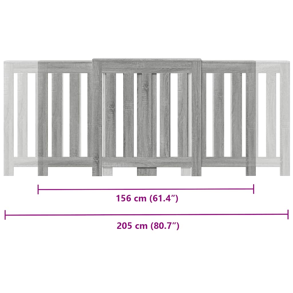 Radiator Cover Grey Sonoma 205x21,5x83,5 cm Engineered Wood