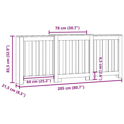 Radiator Cover Old Wood 205x21,5x83,5 cm Engineered Wood