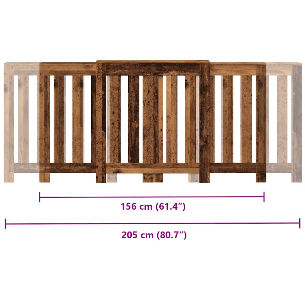 Radiator Cover Old Wood 205x21,5x83,5 cm Engineered Wood
