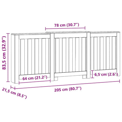 Radiator Cover Artisian Oak 205x21,5x83,5 cm Engineered Wood