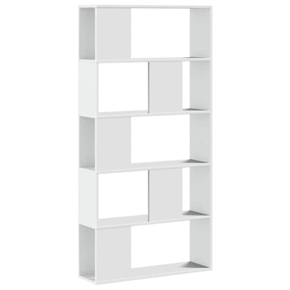 Bookcase 5-Tier White 80,5x23,5x162,5 cm Engineered Wood