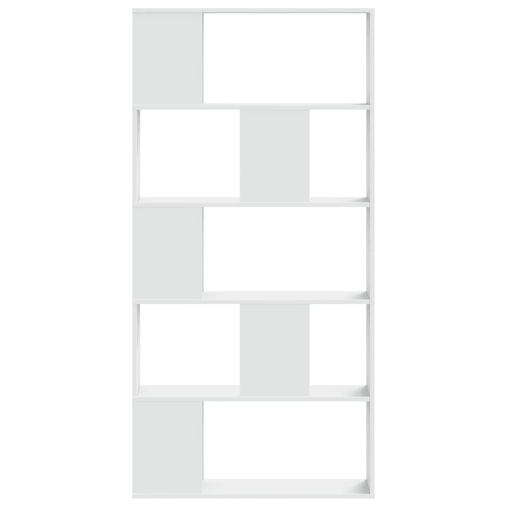 Bookcase 5-Tier White 80,5x23,5x162,5 cm Engineered Wood