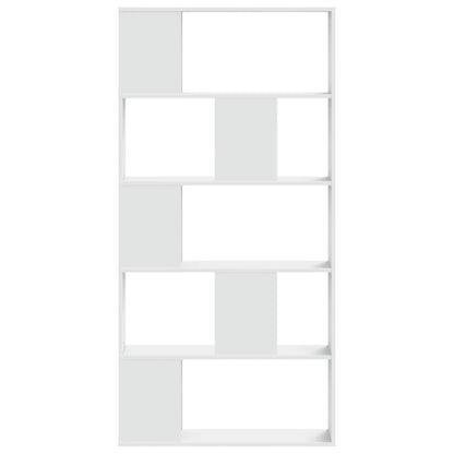 Bookcase 5-Tier White 80,5x23,5x162,5 cm Engineered Wood