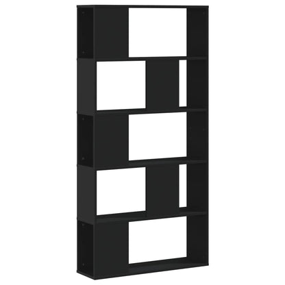 Bookcase 5-Tier Black 80,5x23,5x162,5 cm Engineered Wood