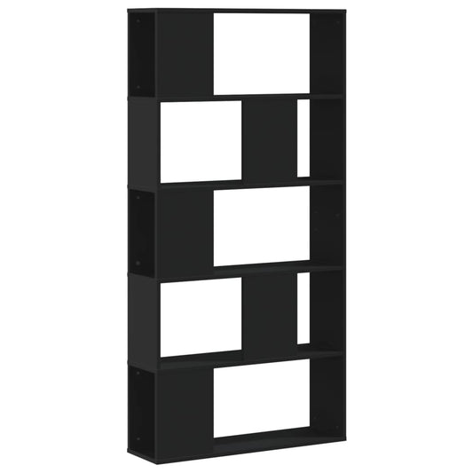Bookcase 5-Tier Black 80,5x23,5x162,5 cm Engineered Wood