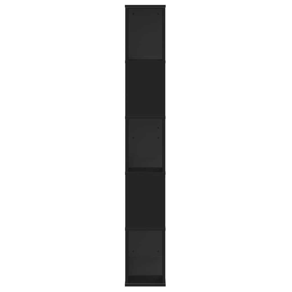 Bookcase 5-Tier Black 80,5x23,5x162,5 cm Engineered Wood