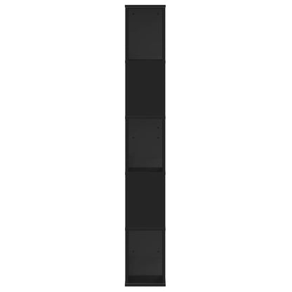 Bookcase 5-Tier Black 80,5x23,5x162,5 cm Engineered Wood