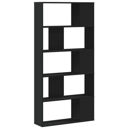 Bookcase 5-Tier Black 80,5x23,5x162,5 cm Engineered Wood