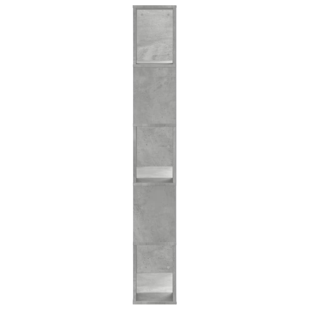 Bookcase 5-Tier Concrete Grey 80,5x23,5x162,5 cm Engineered Wood