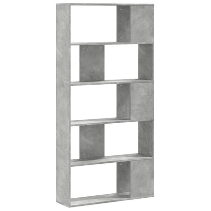 Bookcase 5-Tier Concrete Grey 80,5x23,5x162,5 cm Engineered Wood