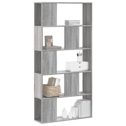 Bookcase 5-Tier Grey Sonoma 80,5x23,5x162,5 cm Engineered Wood
