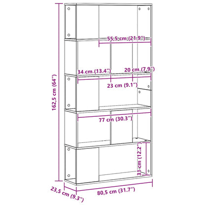 Bookcase 5-Tier Artisian Oak 80,5x23,5x162,5 cm Engineered Wood
