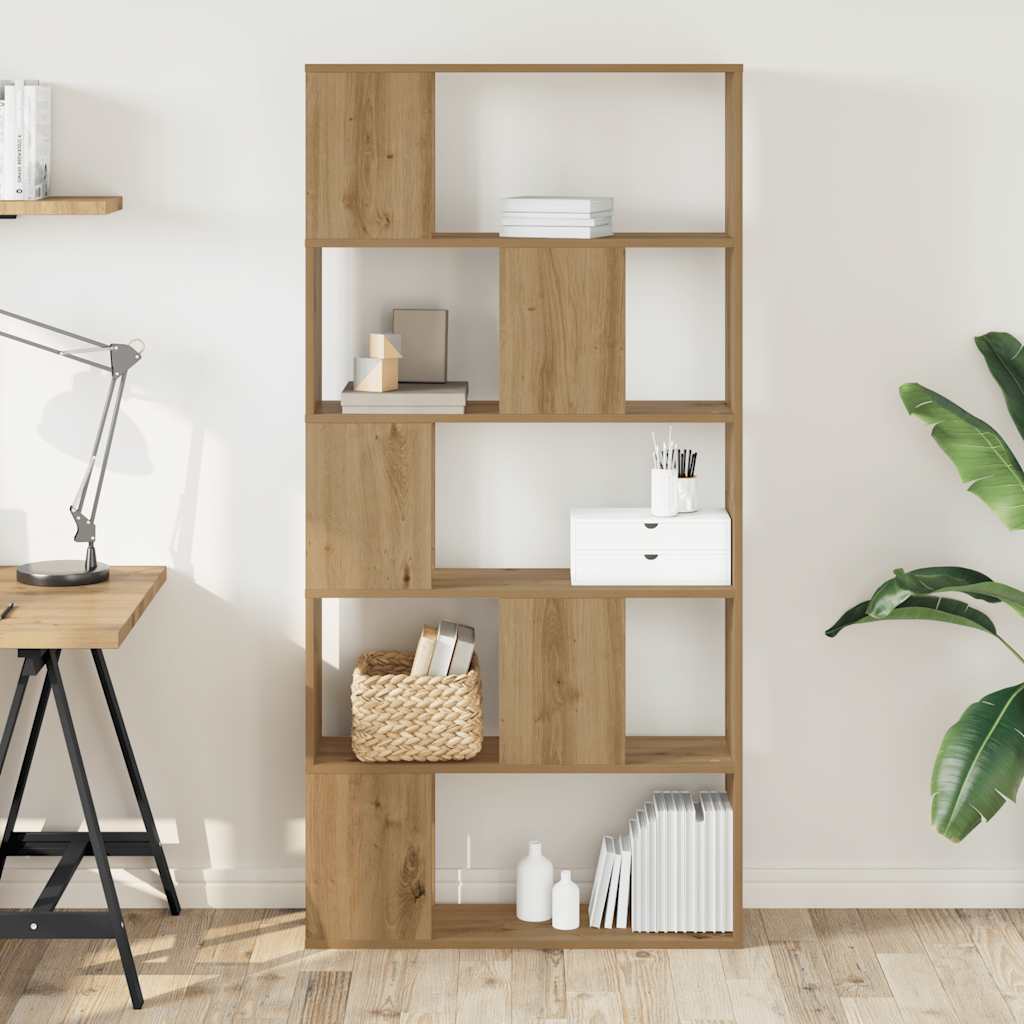 Bookcase 5-Tier Artisian Oak 80,5x23,5x162,5 cm Engineered Wood