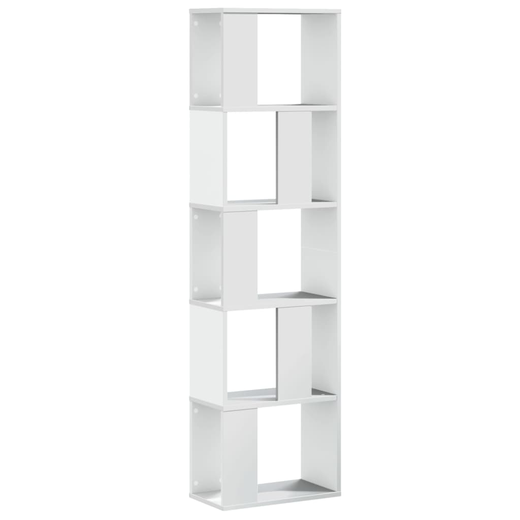 Bookcase 5-Tier White 45x23,5x162,5 cm Engineered Wood