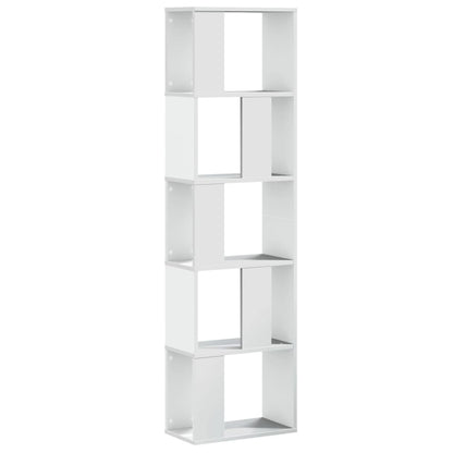 Bookcase 5-Tier White 45x23,5x162,5 cm Engineered Wood