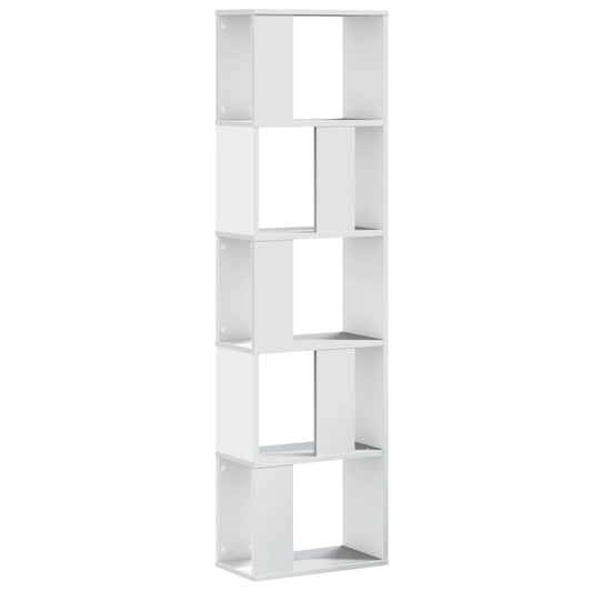 Bookcase 5-Tier White 45x23,5x162,5 cm Engineered Wood