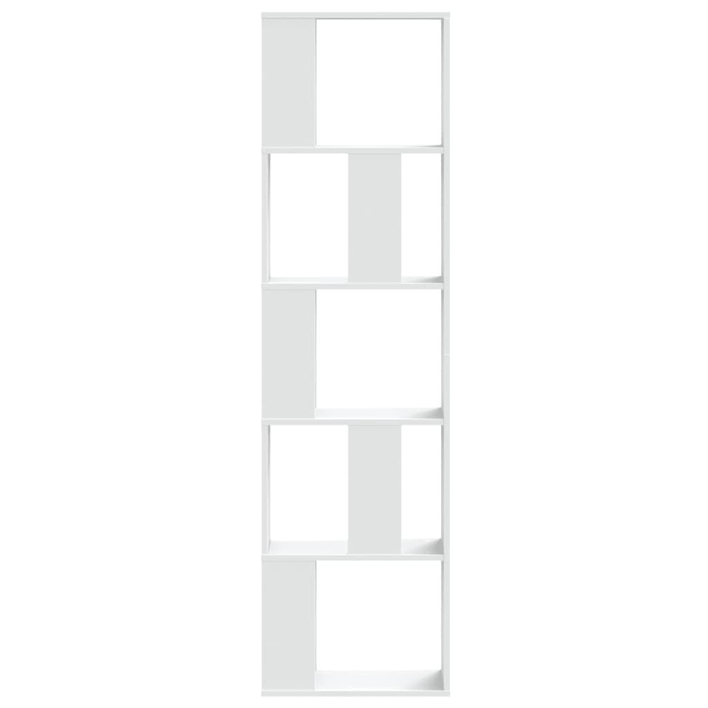 Bookcase 5-Tier White 45x23,5x162,5 cm Engineered Wood