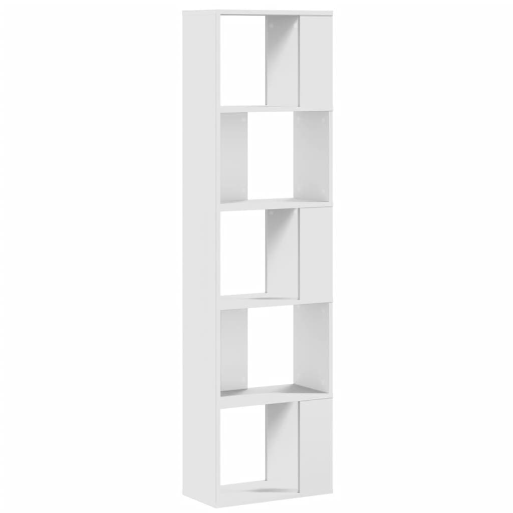 Bookcase 5-Tier White 45x23,5x162,5 cm Engineered Wood