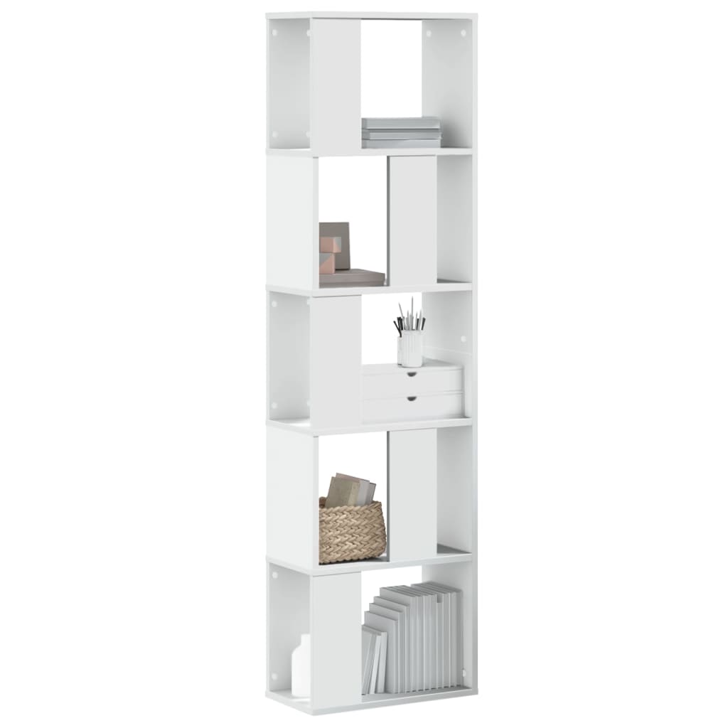 Bookcase 5-Tier White 45x23,5x162,5 cm Engineered Wood
