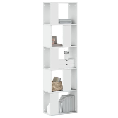 Bookcase 5-Tier White 45x23,5x162,5 cm Engineered Wood