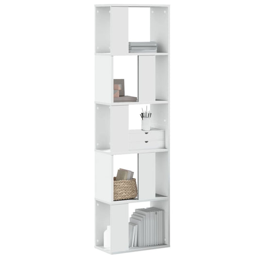 Bookcase 5-Tier White 45x23,5x162,5 cm Engineered Wood