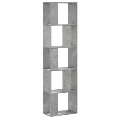 Bookcase 5-Tier Concrete Grey 45x23,5x162,5 cm Engineered Wood