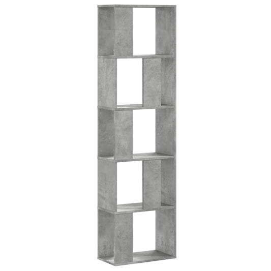Bookcase 5-Tier Concrete Grey 45x23,5x162,5 cm Engineered Wood
