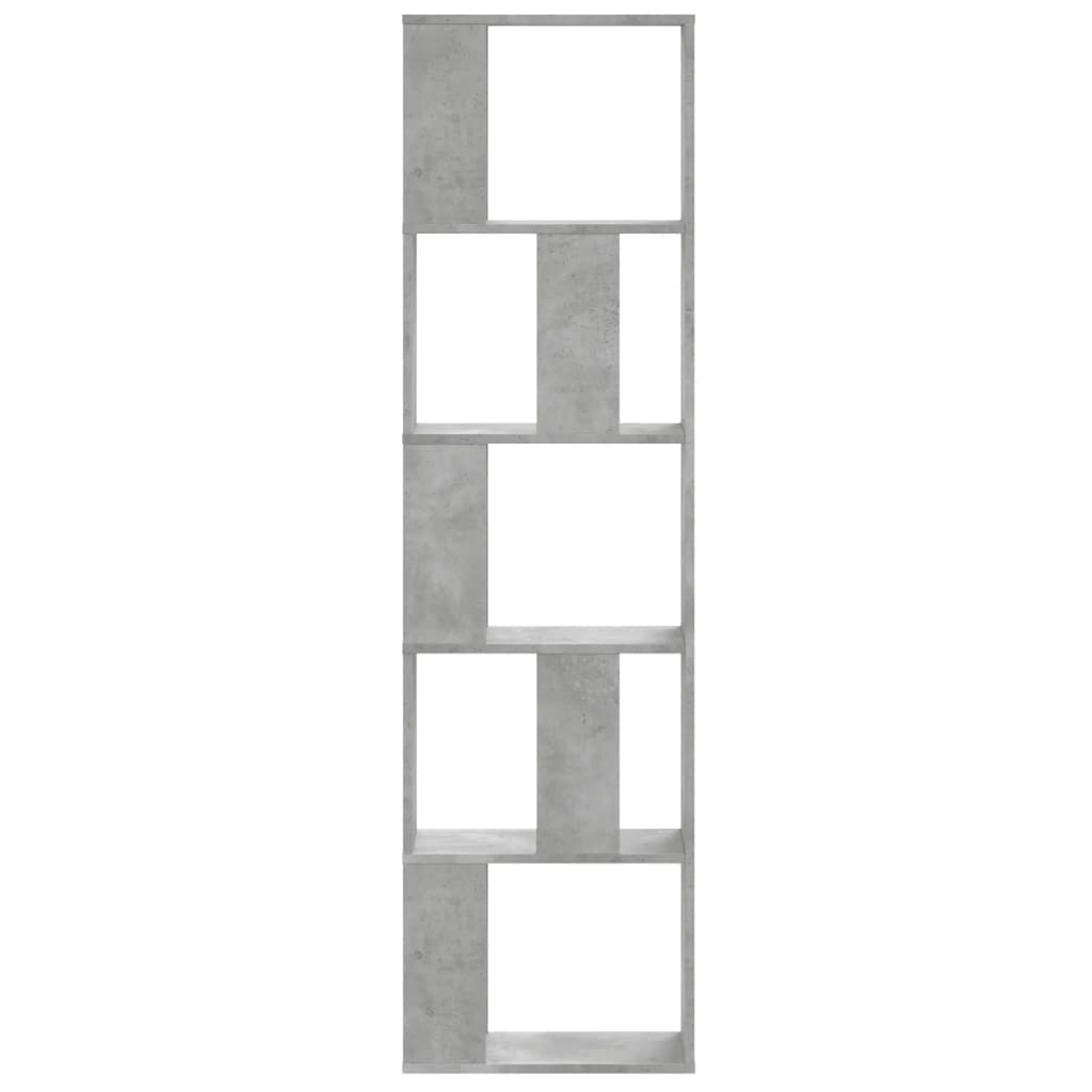 Bookcase 5-Tier Concrete Grey 45x23,5x162,5 cm Engineered Wood