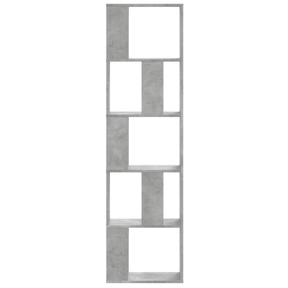 Bookcase 5-Tier Concrete Grey 45x23,5x162,5 cm Engineered Wood