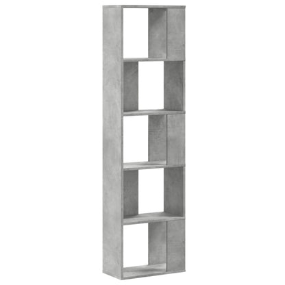 Bookcase 5-Tier Concrete Grey 45x23,5x162,5 cm Engineered Wood