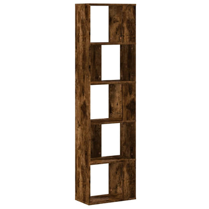 Bookcase 5-Tier Smoked Oak 45x23,5x162,5 cm Engineered Wood