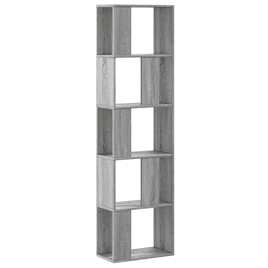 Bookcase 5-Tier Grey Sonoma 45x23,5x162,5 cm Engineered Wood